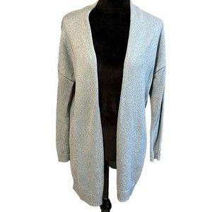 Pure Jill J.Jill Blue Green Marled Knit Open Front Long Cardigan Sweater Sz MP